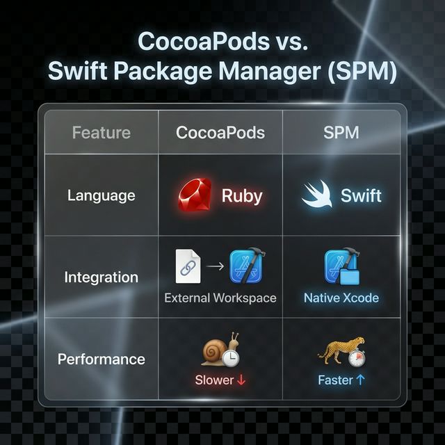 CocoaPods vs SPM Comparison Chart